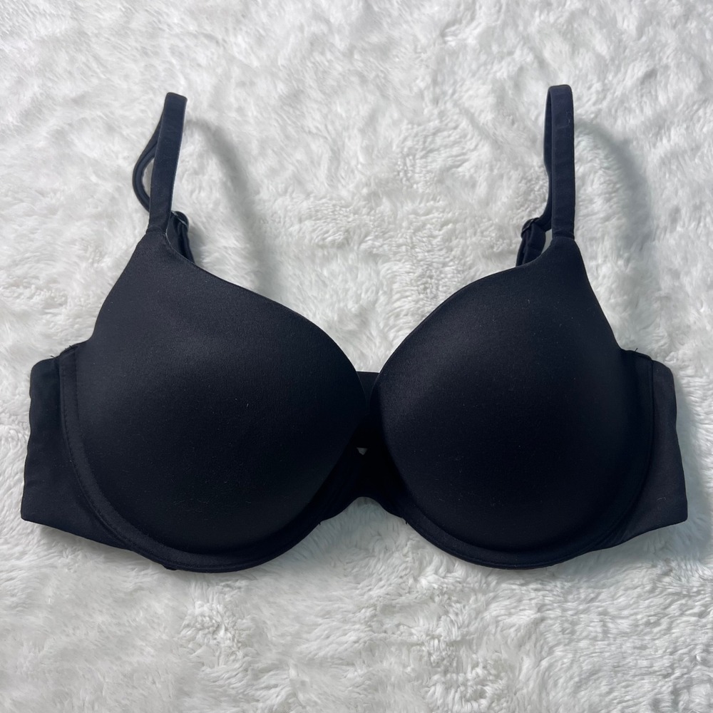 Skims Womens Fits Everybody T-Shirt Bra Onyx Black Underwire Padded 32D RN158973
